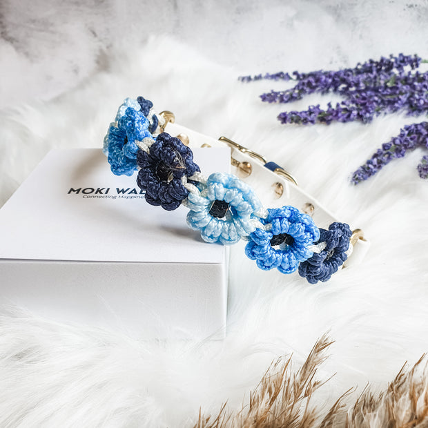 Blue Flower Dog Collar 