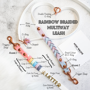 Rainbow Braided Multiway Leash