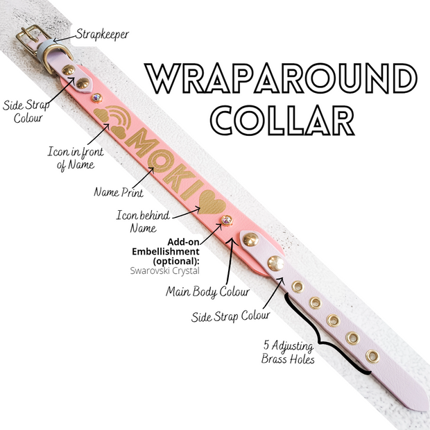Wraparound dog collar with swarovski crystal